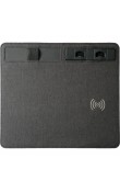 Siyah PU deri wireless şarjlı kalemlikli telefon standlı promosyon mouse pad